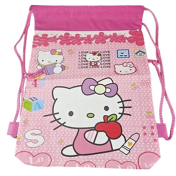 Hello Kitty Love 14" x 10" Drawstring Backpack Vintage NEW - Picture 1 of 4